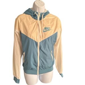 NIKE Women's Sportwear Windrunner Jacket Blue/Yellow/Cream‎ Full Zip Hoodie